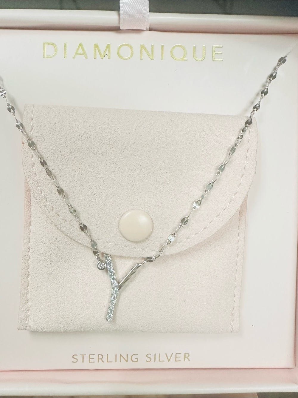 Diamonique Sterling Silver Y-Branch Necklace with Sparkling Accents
